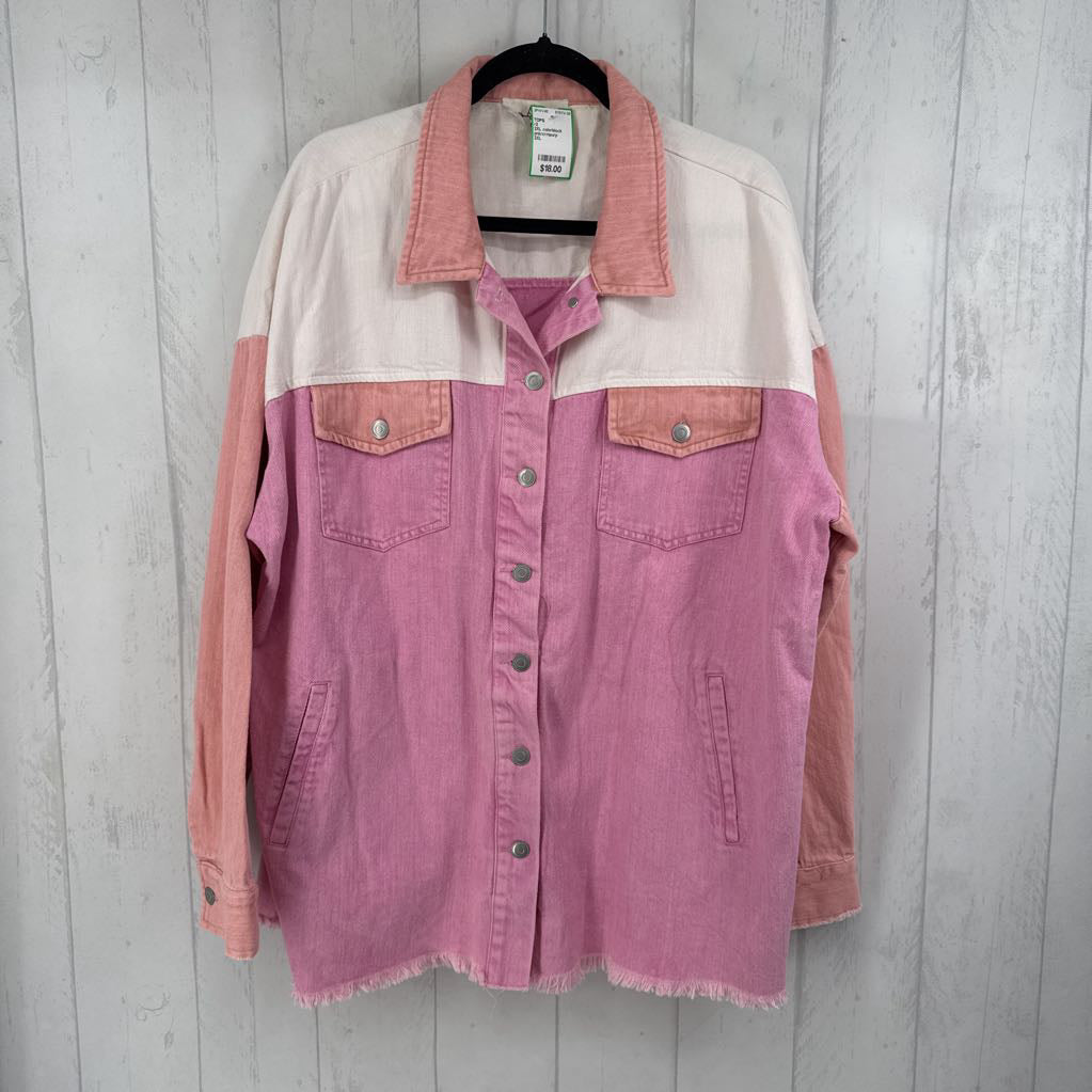 2XL colorblock denim shacket