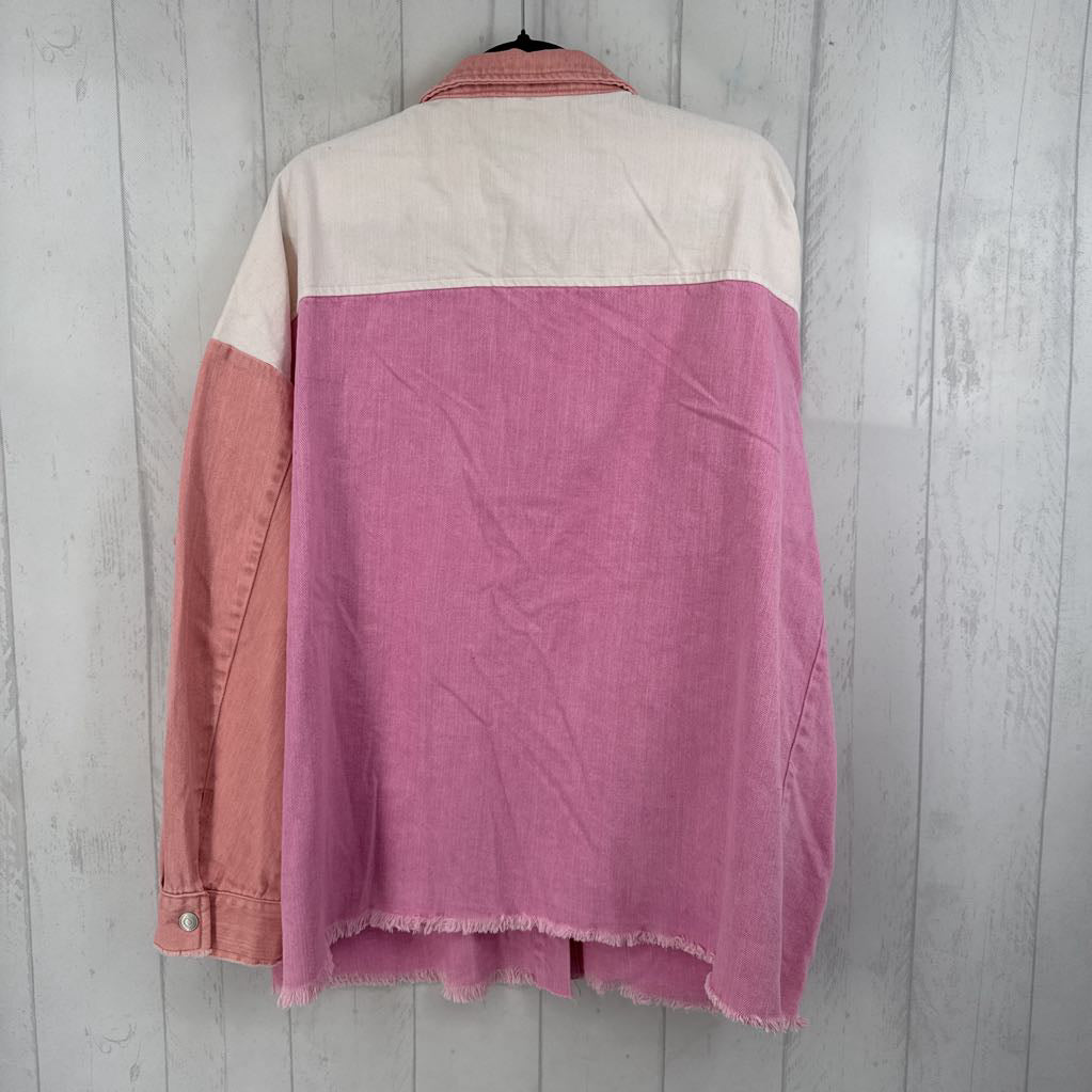 2XL colorblock denim shacket