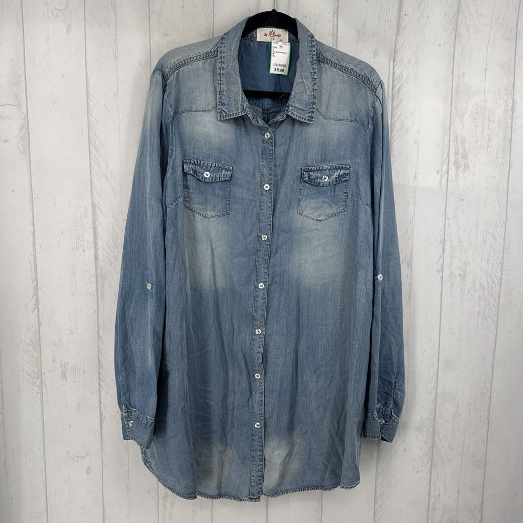 3XL button down denim l/s top