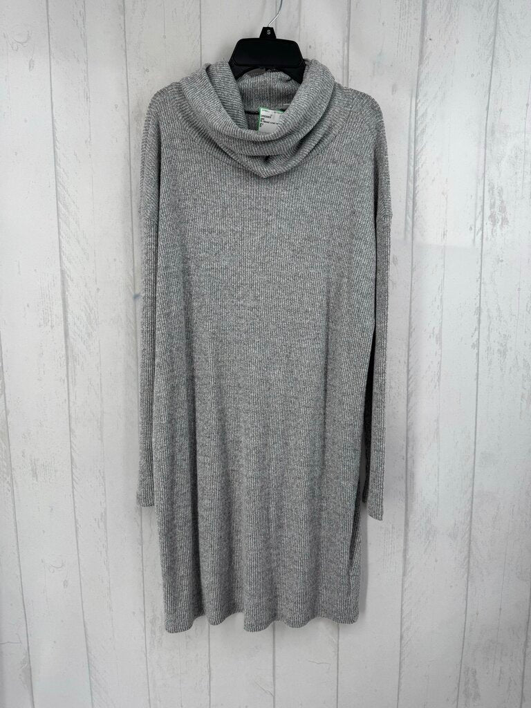 M ribbed cowl neck l/s dress