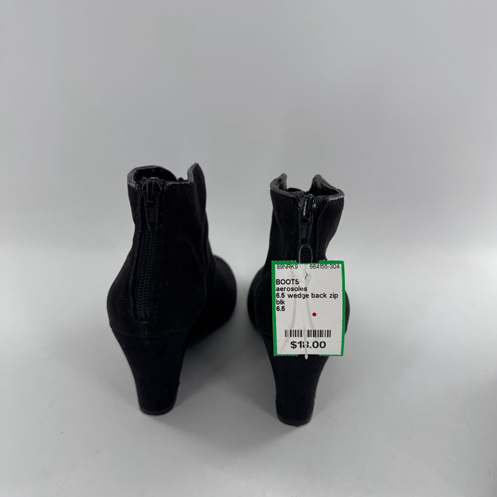 6.5 wedge back zip ankle booties
