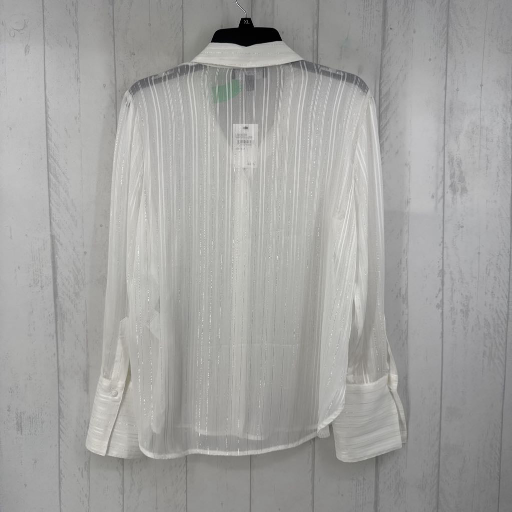 R45 L sheer striped button down l/s top