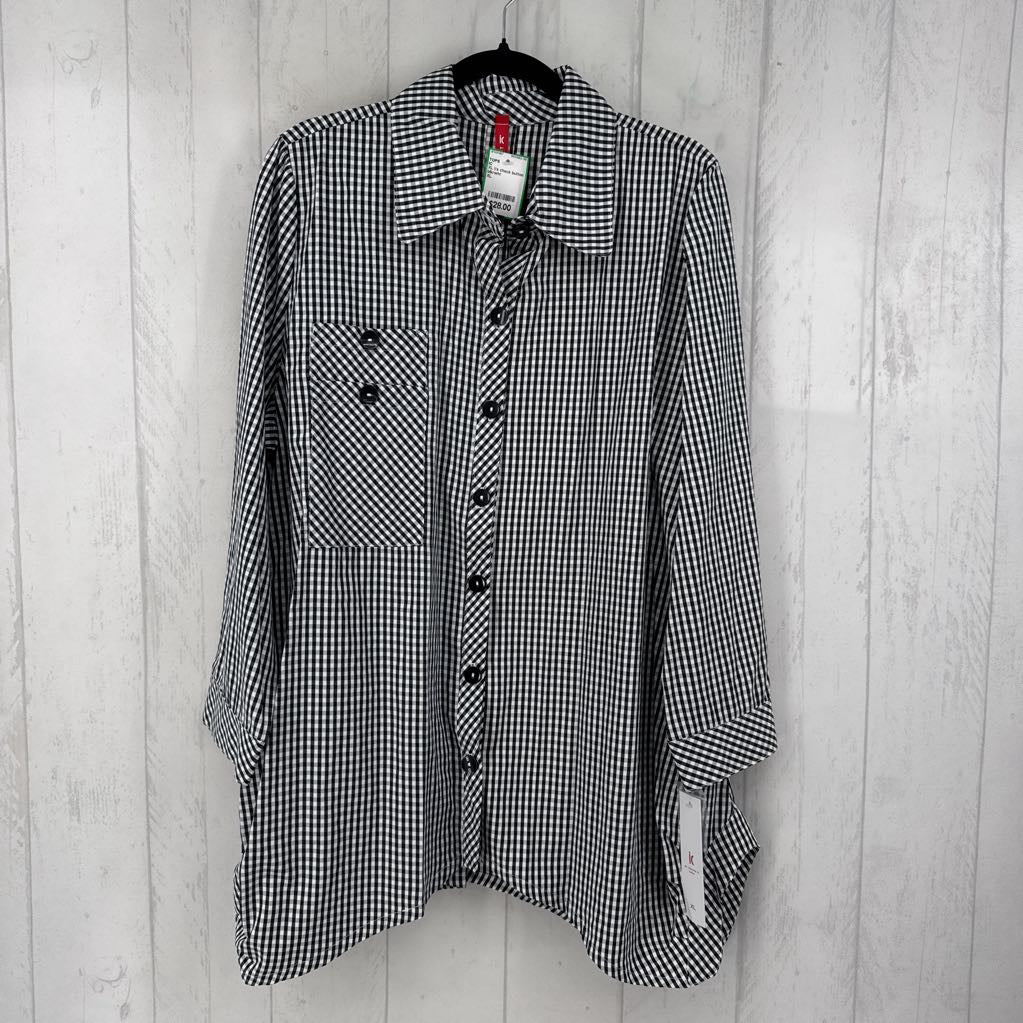 XL l/s check button shirt
