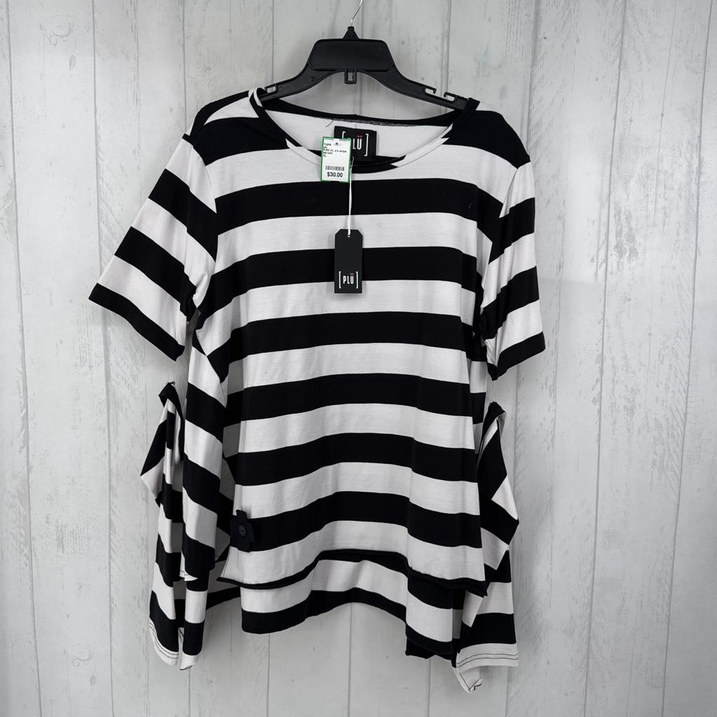 R182 XL s/s stripe top w/ arm sleeves