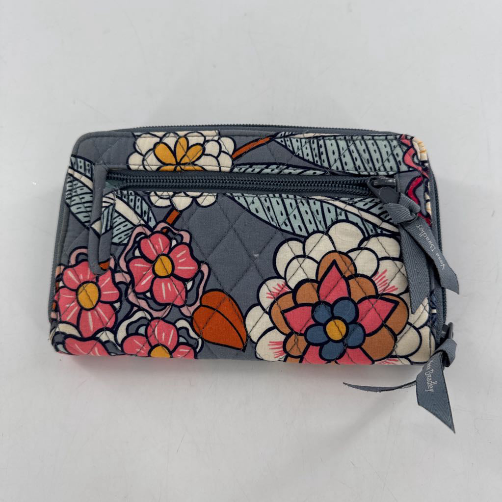 quilted flo print zip around wallet
