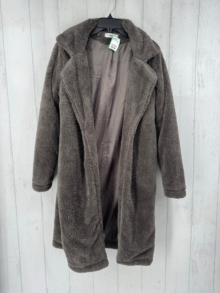 S l/s fuzzy fleece open coat