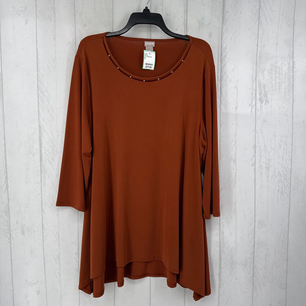 XL embelished neckline 3/4 slv tunic