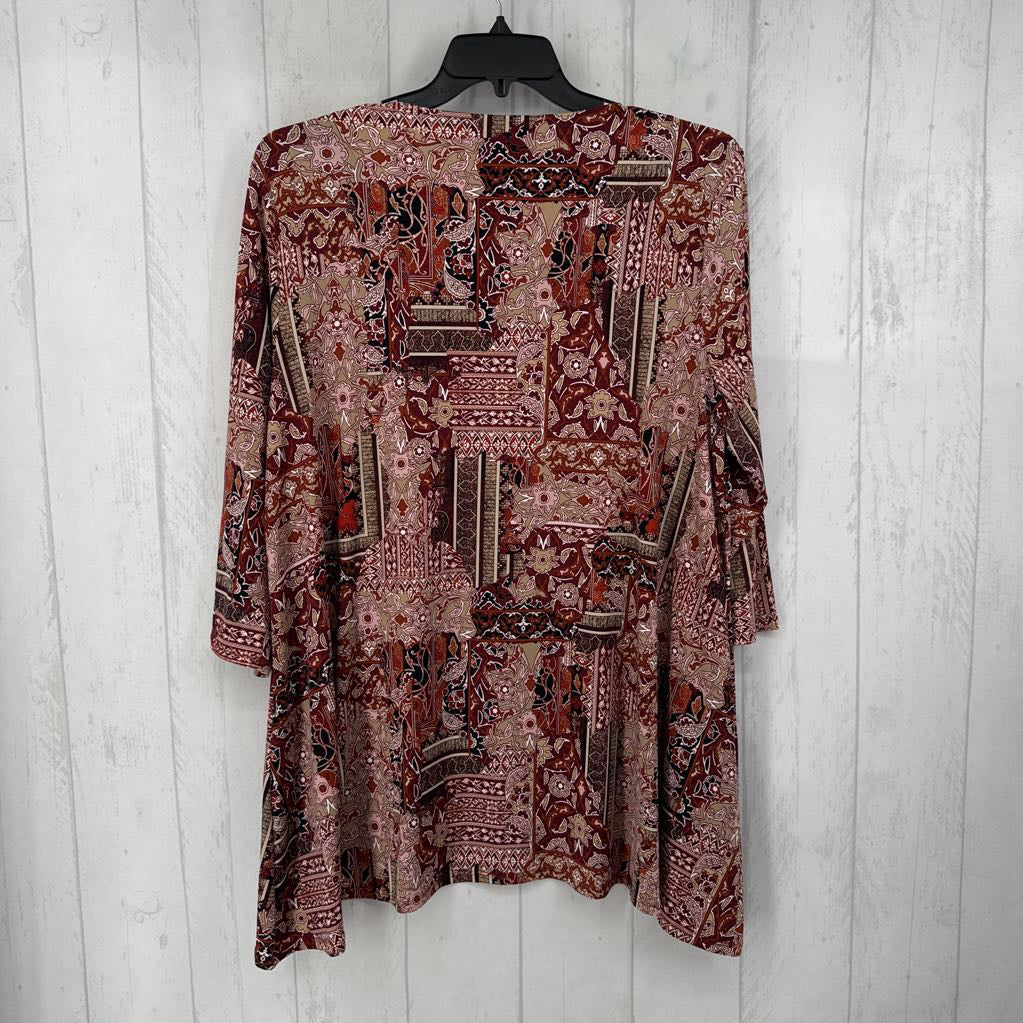 XL embelished neckline printed 3/4 slv tunic