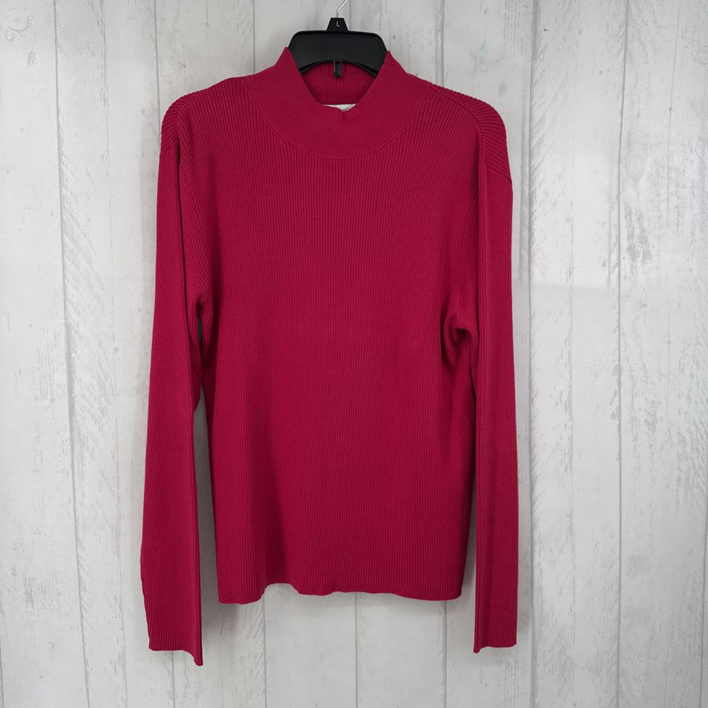 XL ribbed mock-neck l/s top