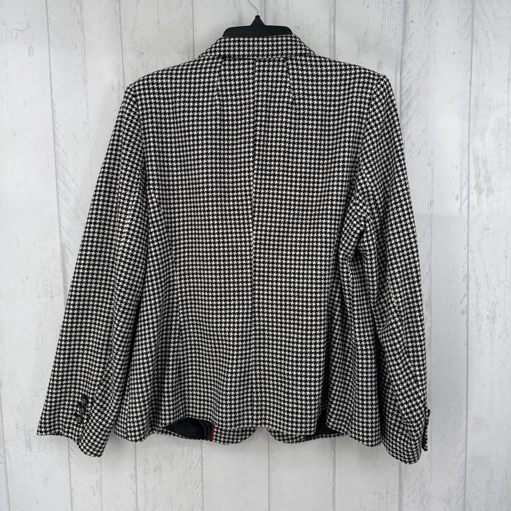 16 houndstooth button blazer