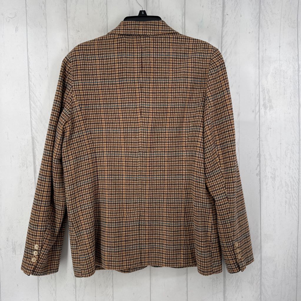 16T houndstooth button blazer