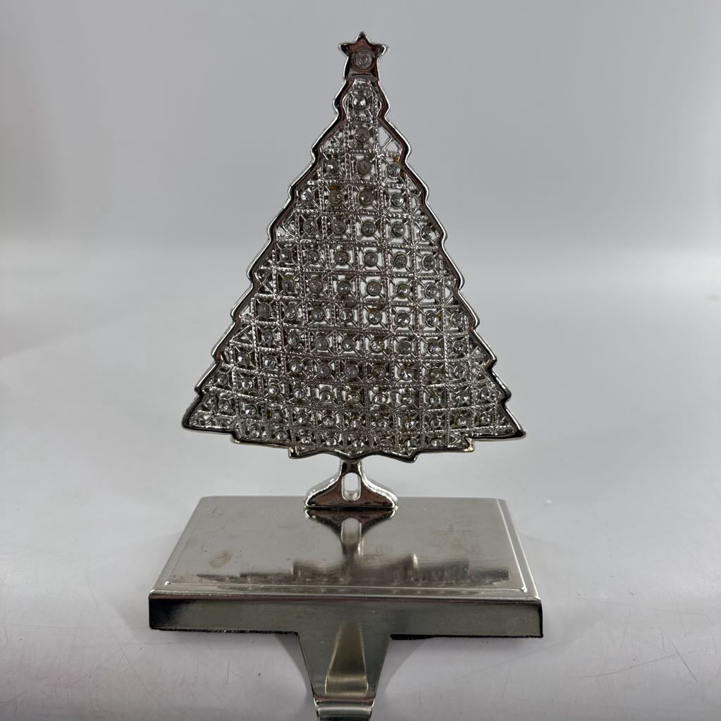silv stocking holder-rhinestone tree