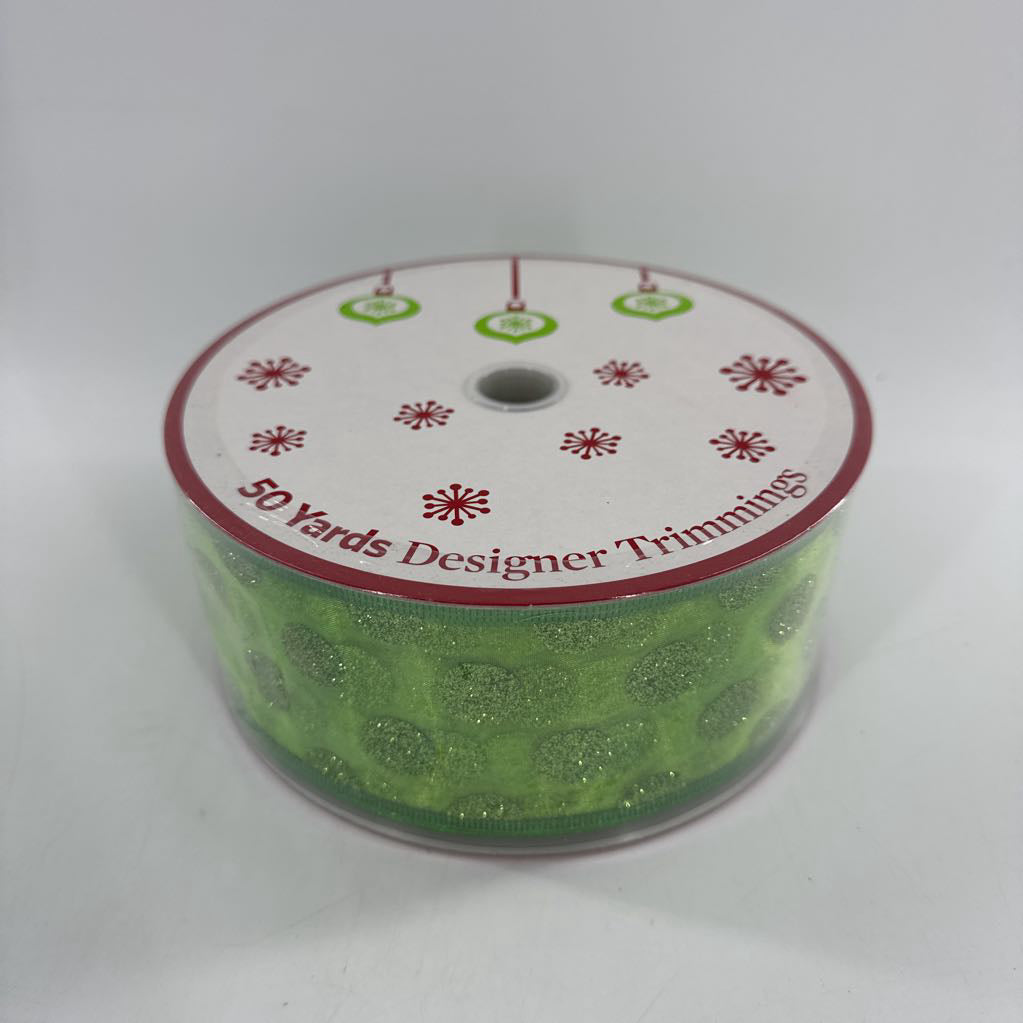 50 yards wired ribbon-grn