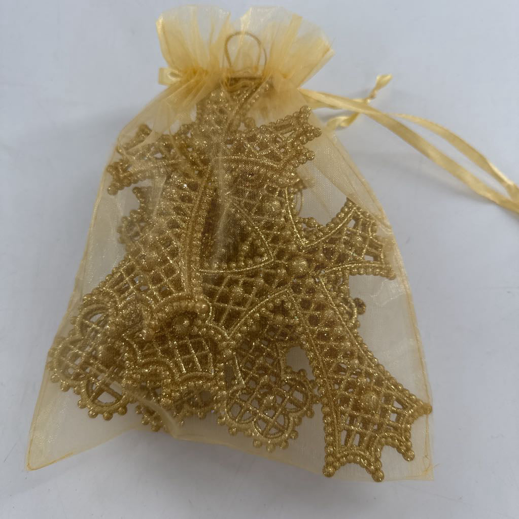 set of 5 gold cross ornaments