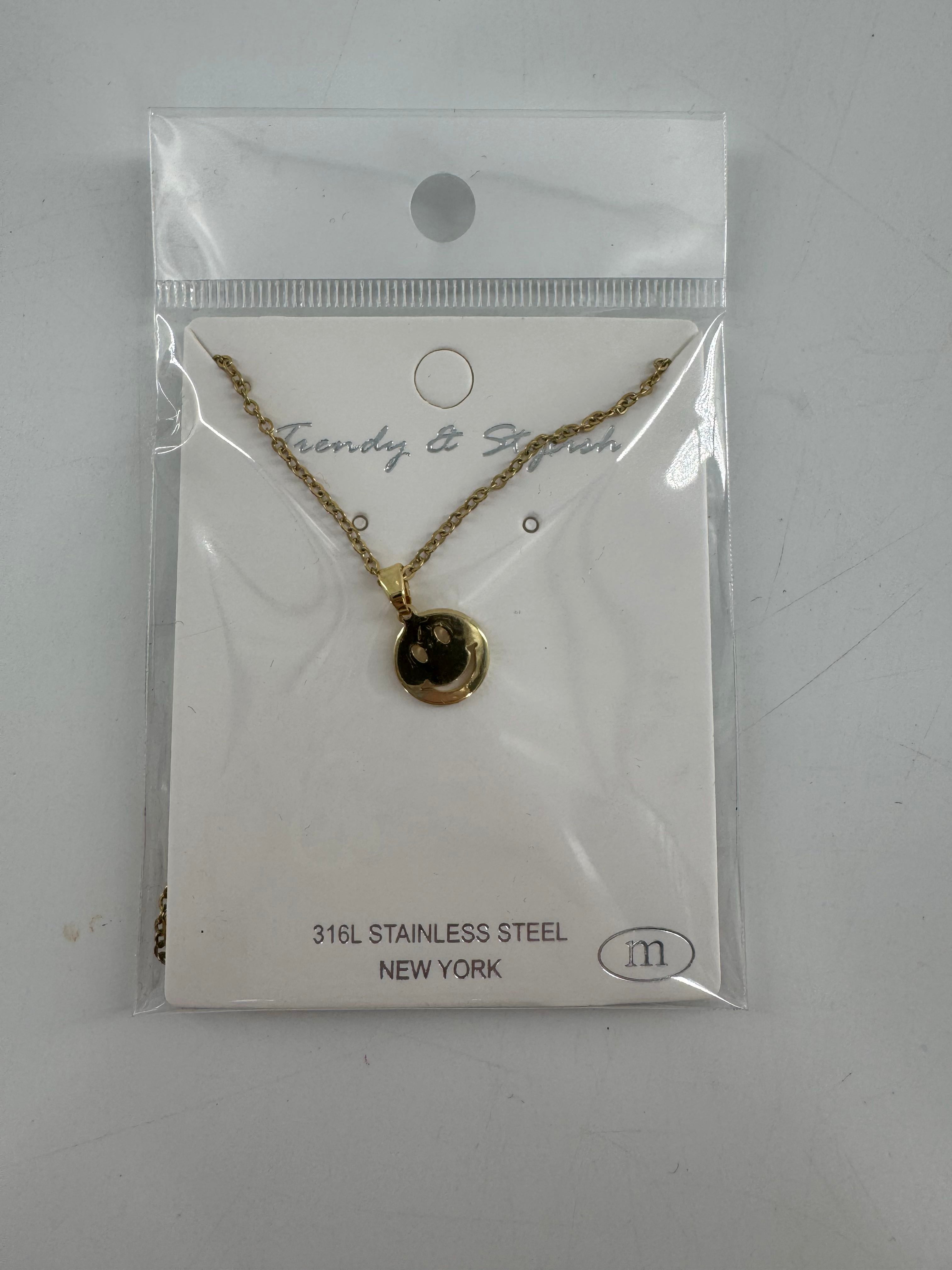 gold smiley face necklace