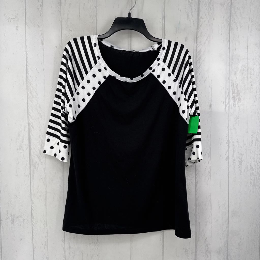 L striped/polka-dot slv top