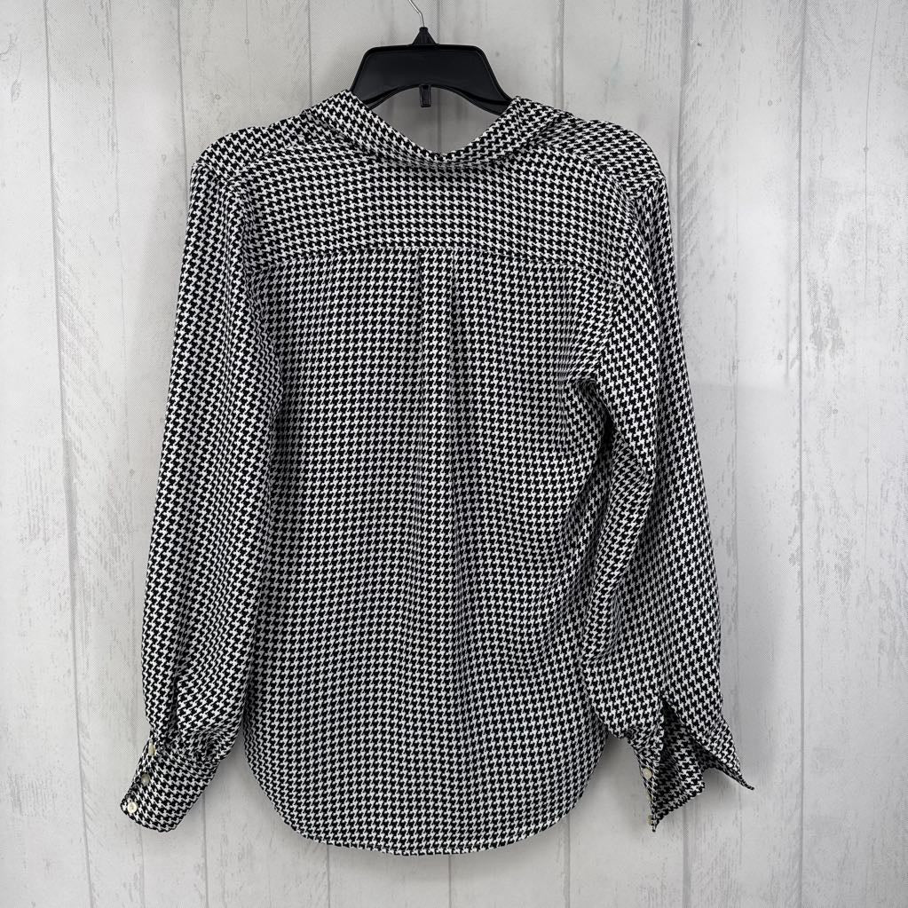 S houndstooth print button down l/s top