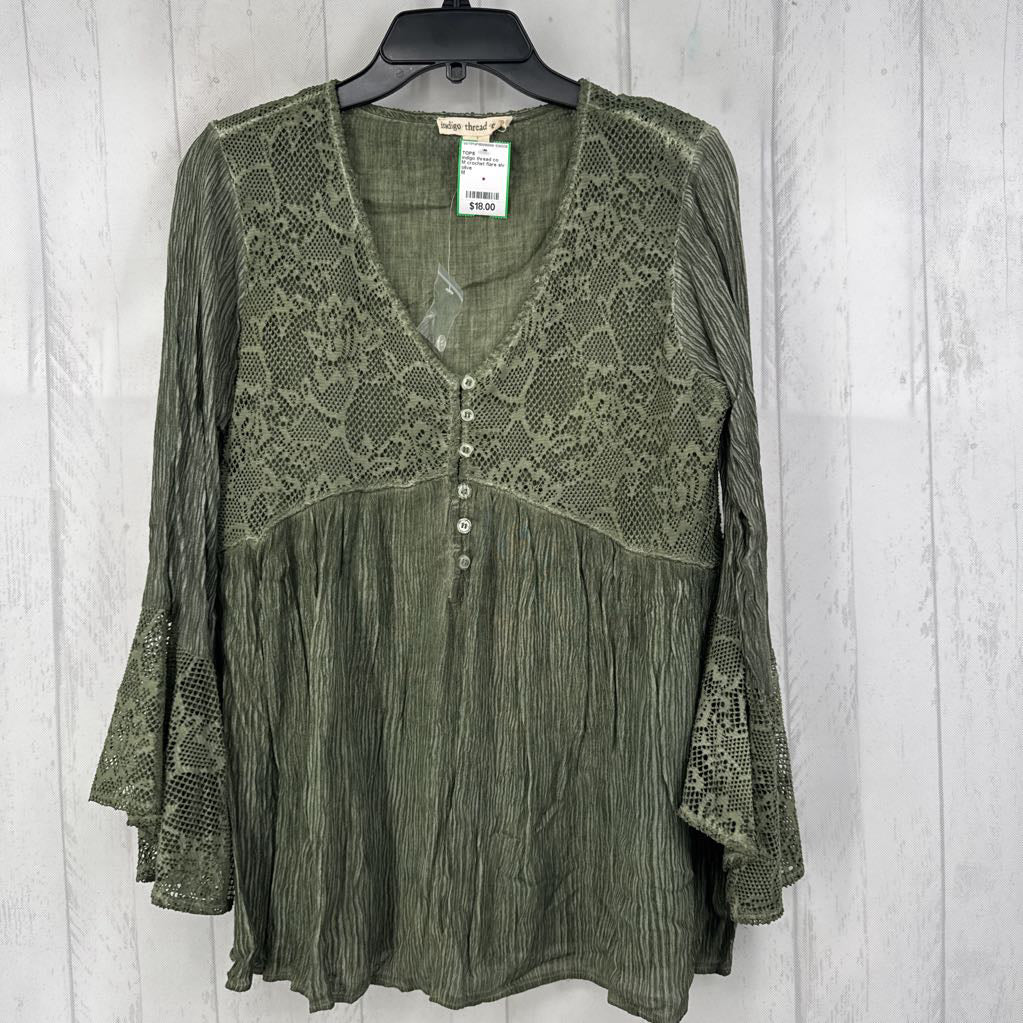 M crochet flare slv top