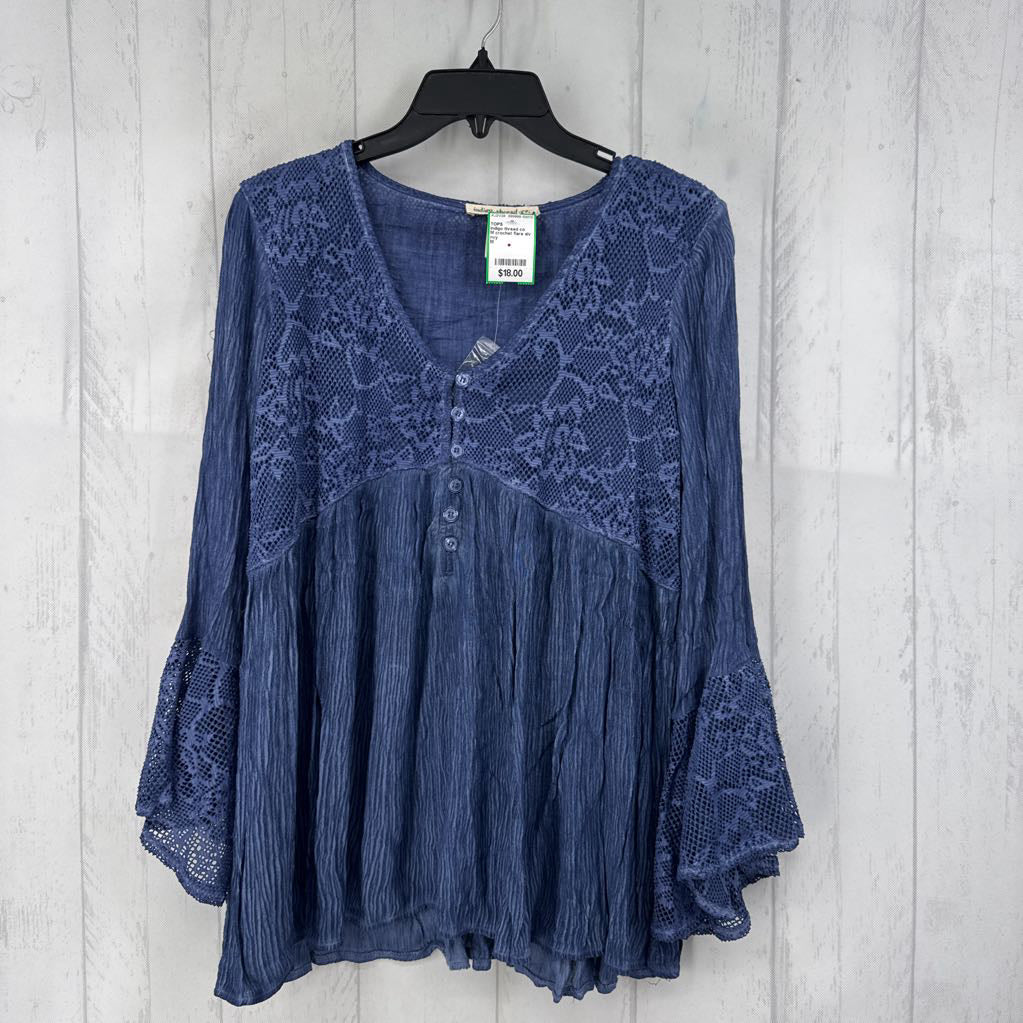 M crochet flare slv top
