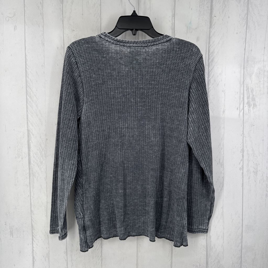 L waffle knit gathered l/s top