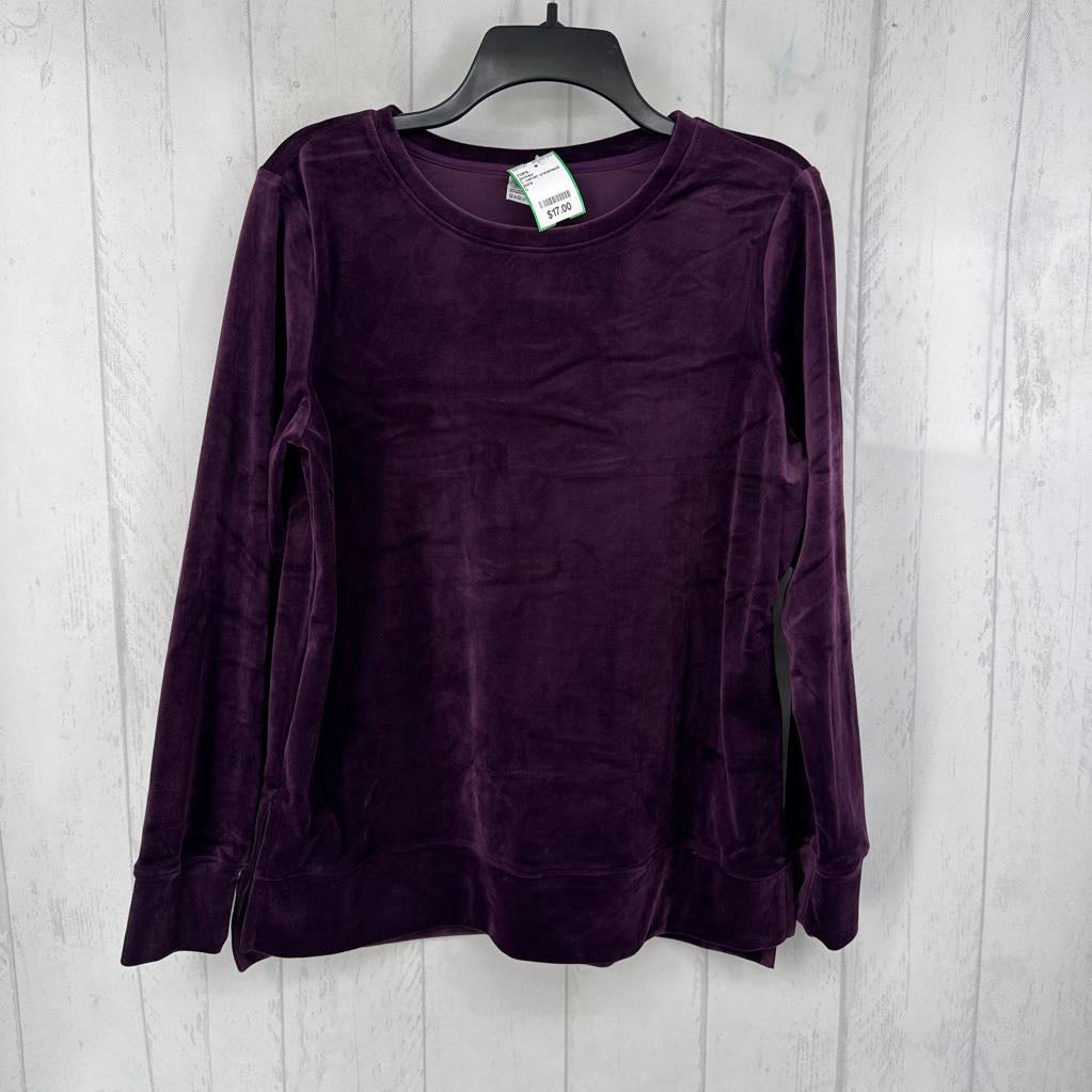 L velvet crewneck l/s top