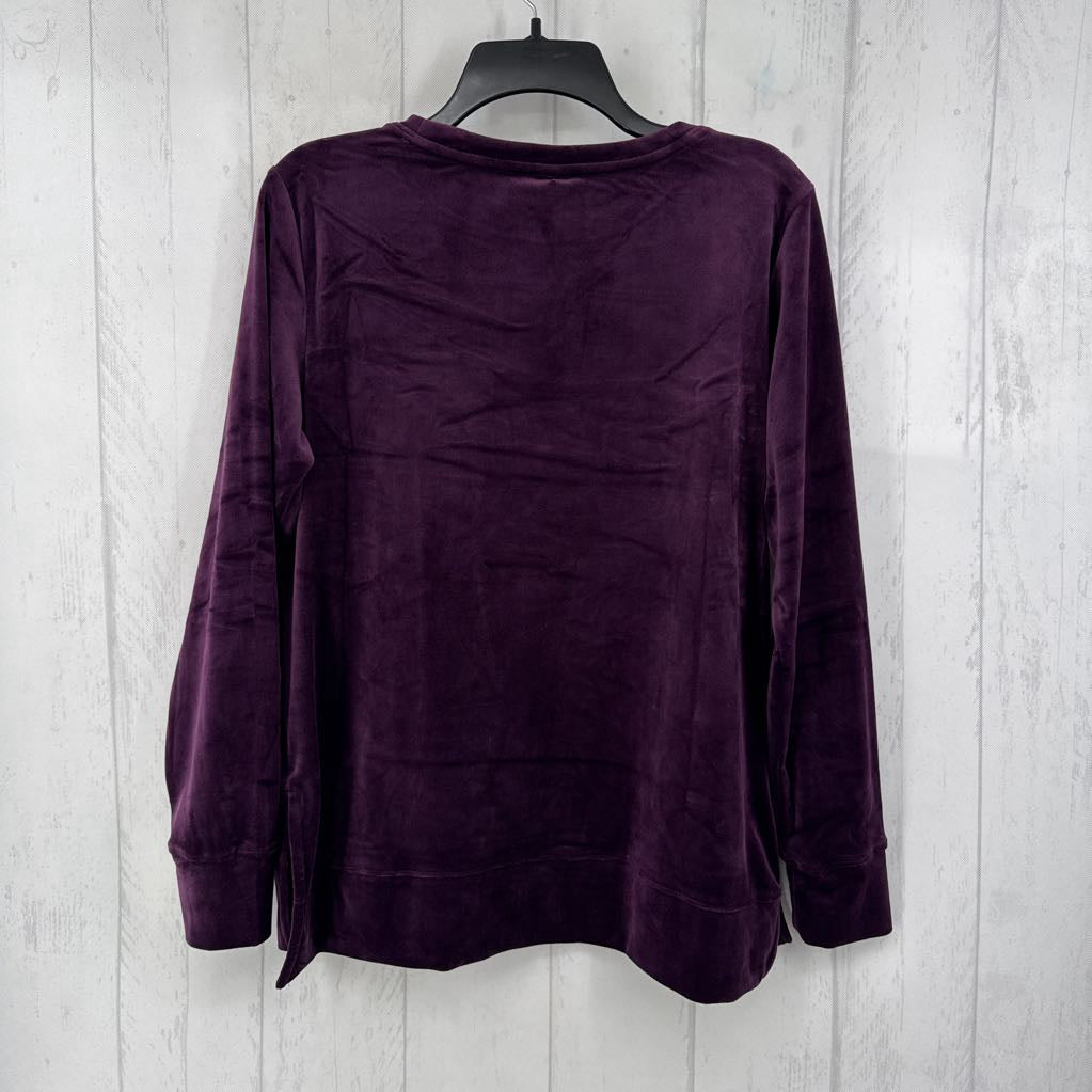 L velvet crewneck l/s top