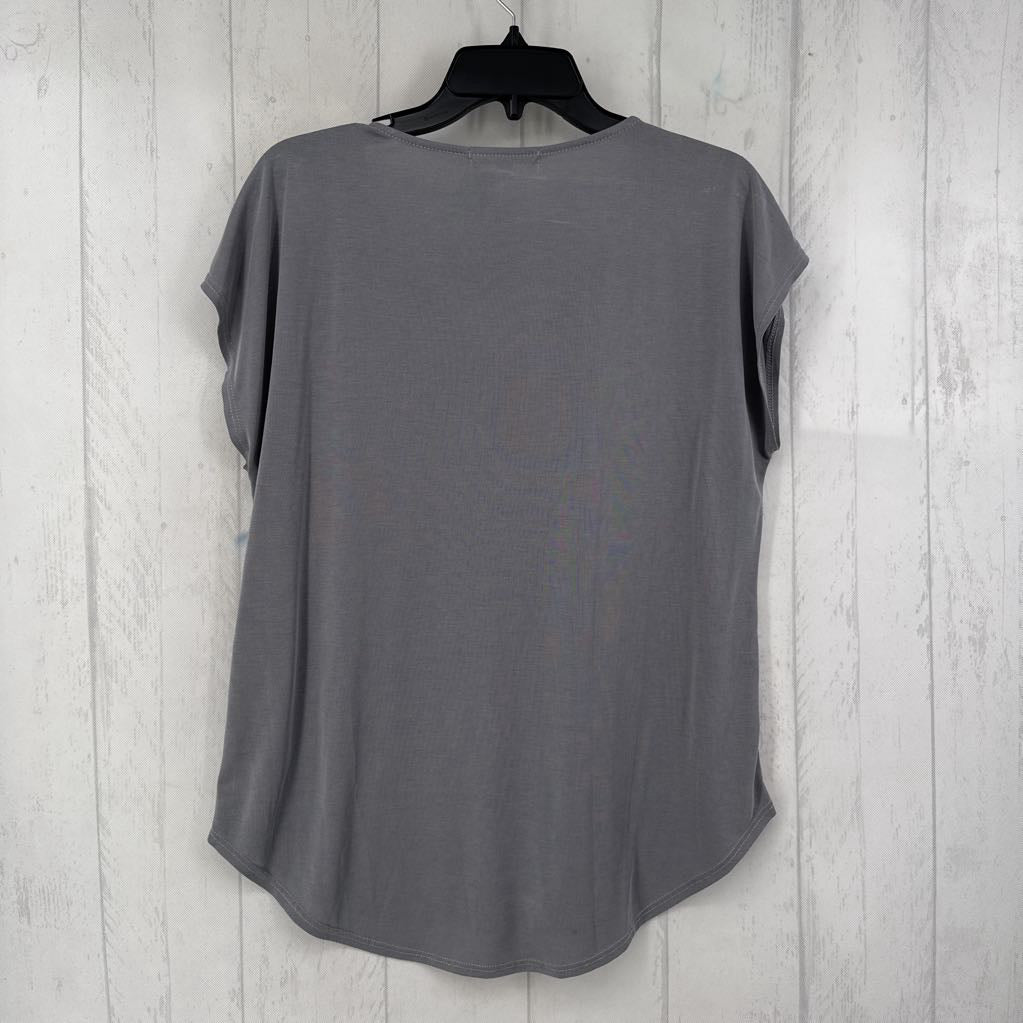 L zip front cap slv top