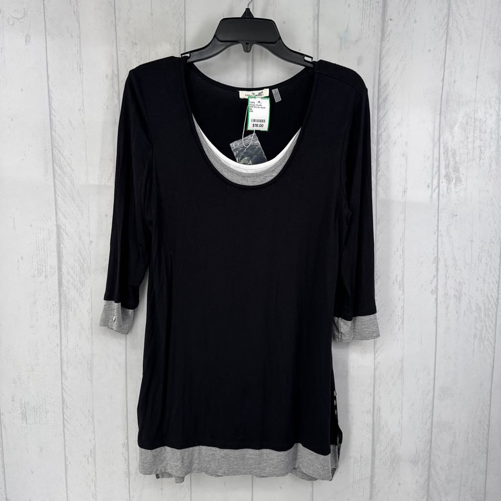 S/M 3/4 slv layer scoop neck top