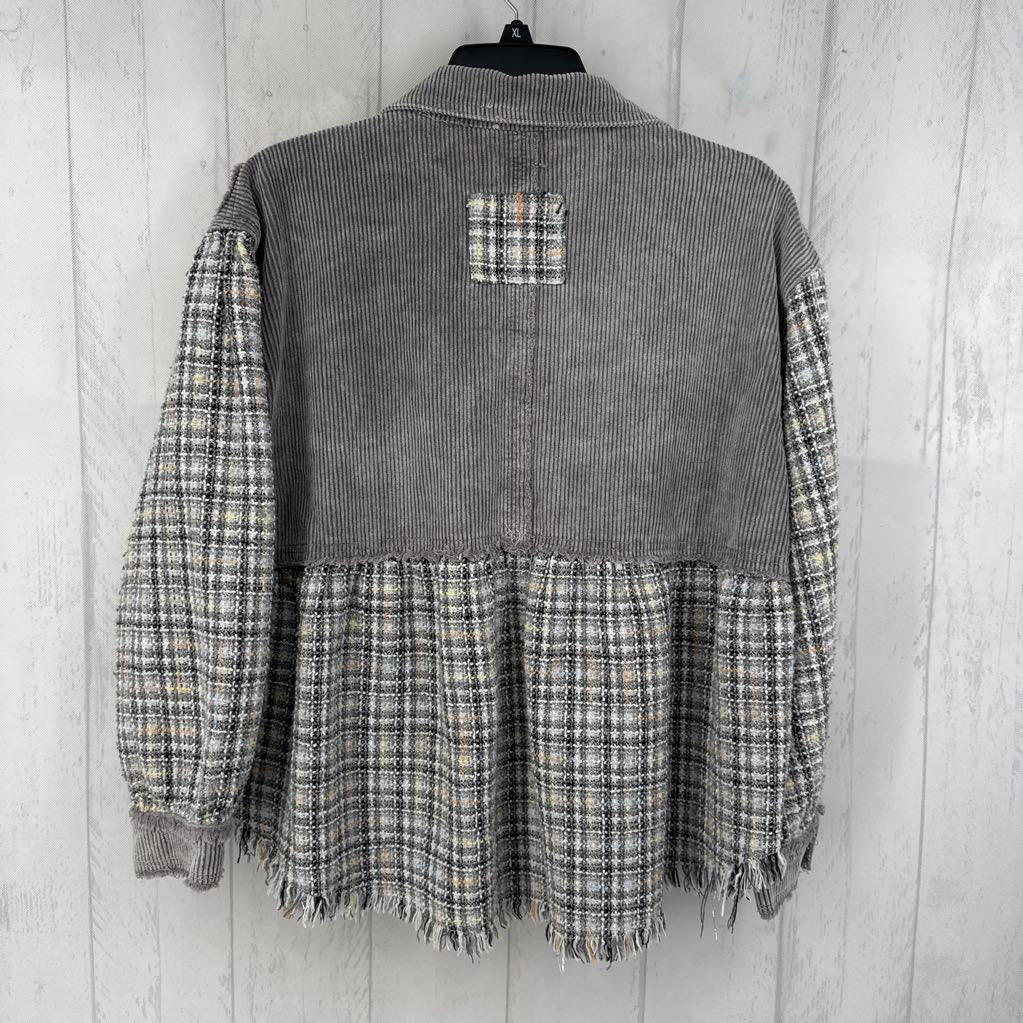 S tweed corduroy button shirt