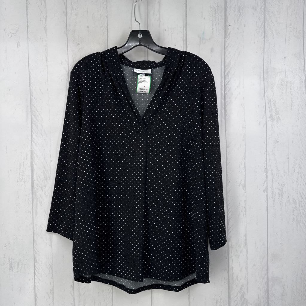 XL v-neck polka dot 3/4 slv top
