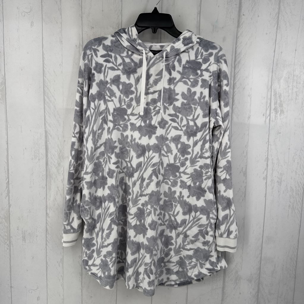 S l/s flower print top w/ hood