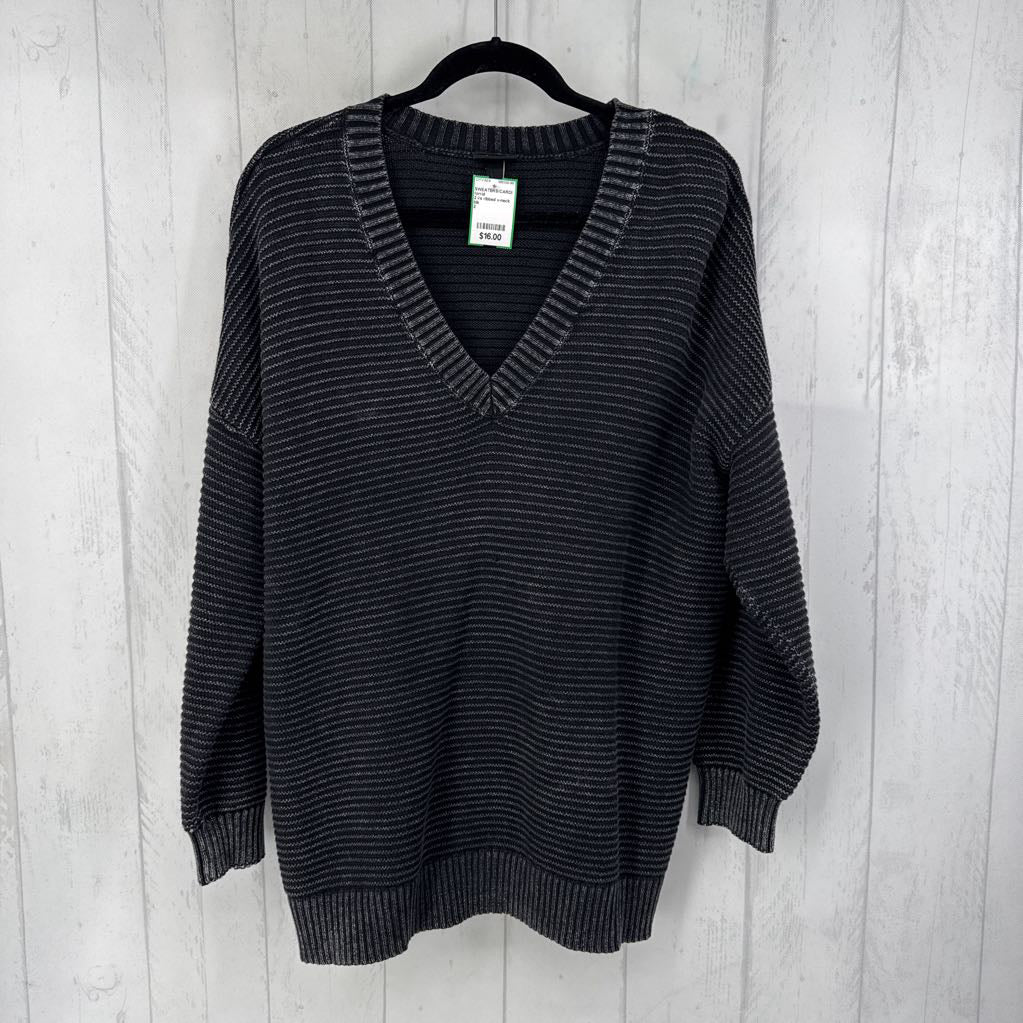 2 l/s ribbed v-neck sweater