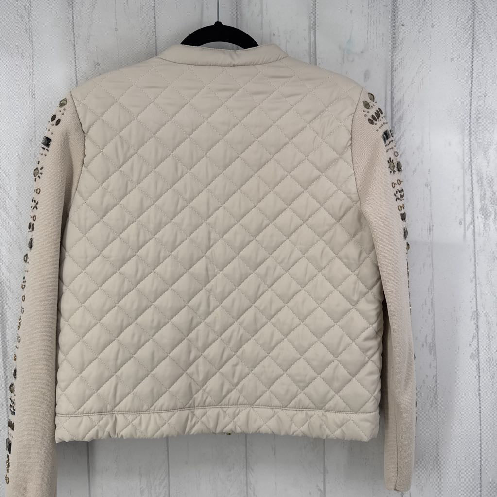 L quilted embelished slv jacket