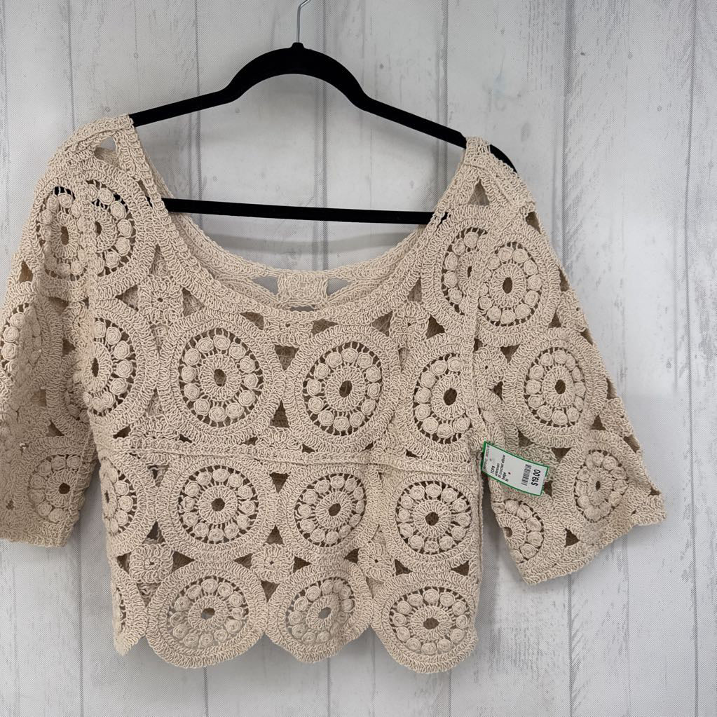 M crochet elbow slv top