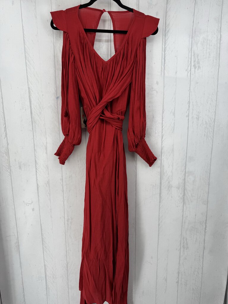 L crossover split slv maxi dress