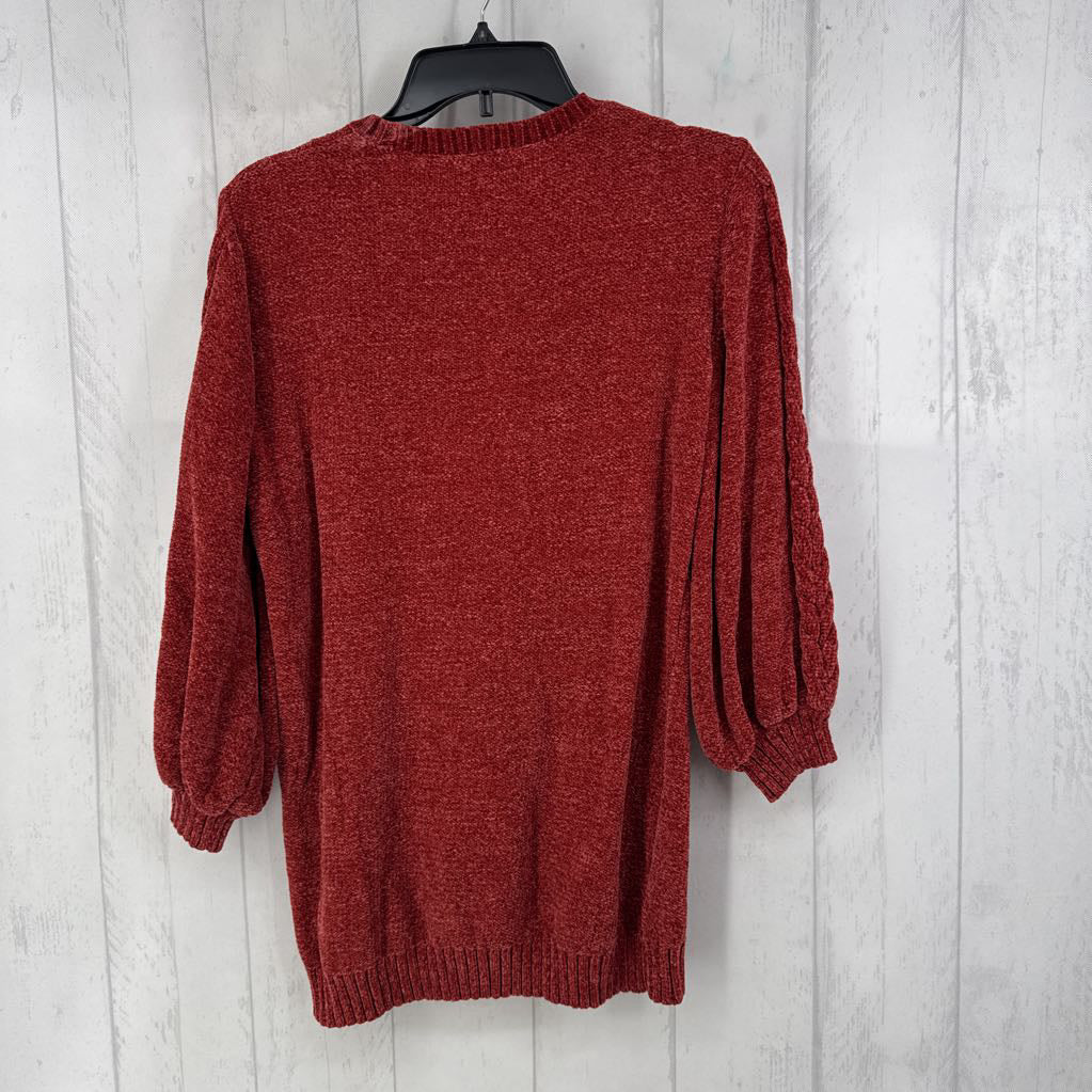 L cable knit chenille sweater