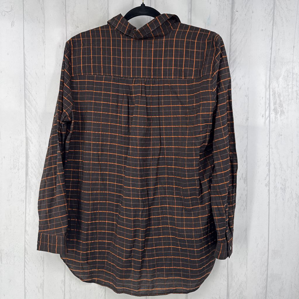 L checkered button down l/s top