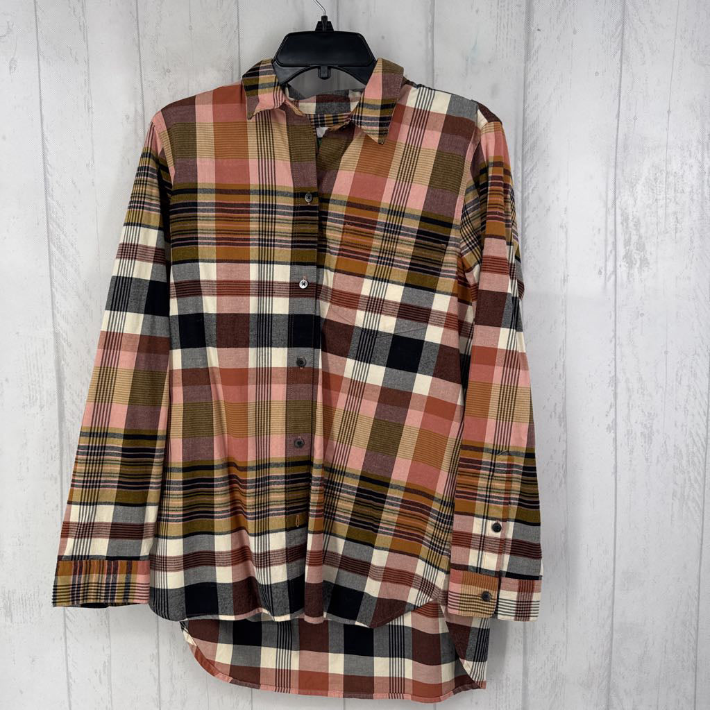 M plaid button down l/s top