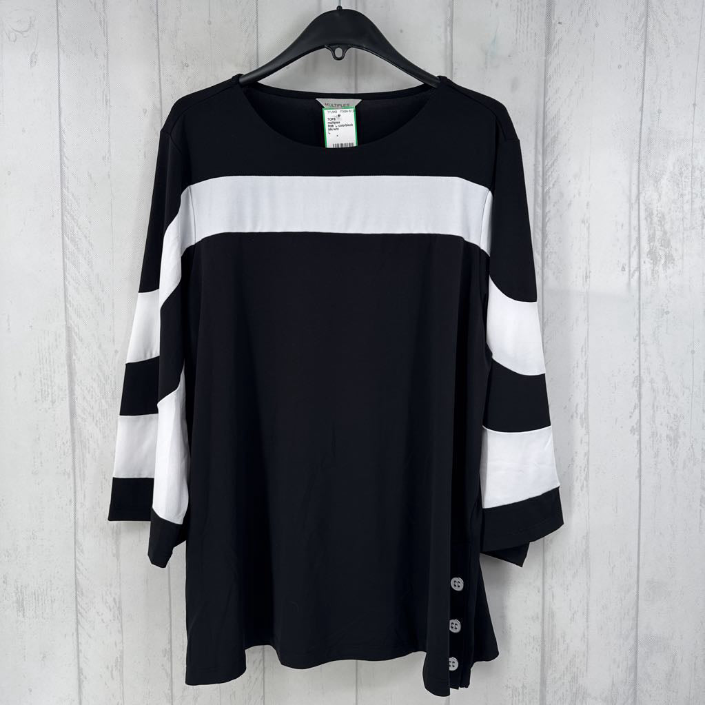 R69 L colorblock 3/4 slv top