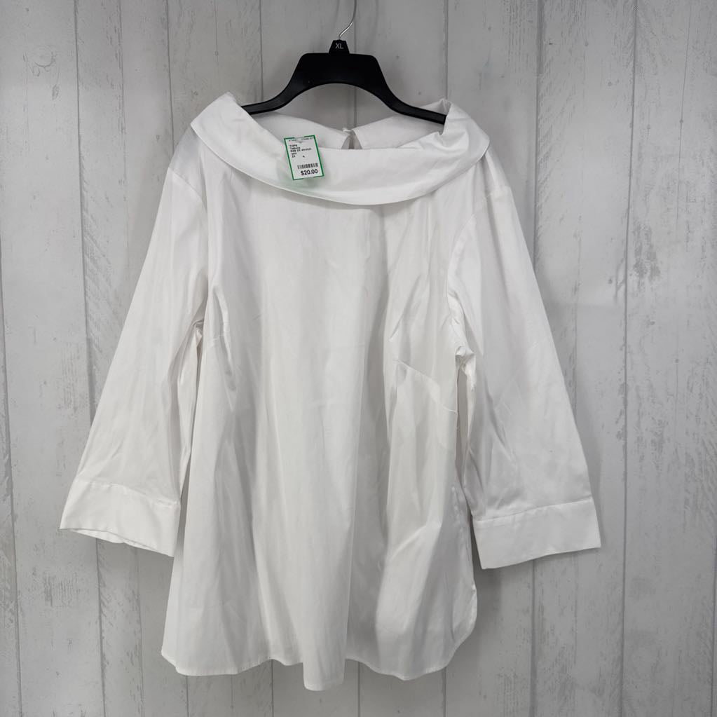 R89 2X stretch poplin 3/4 slv top