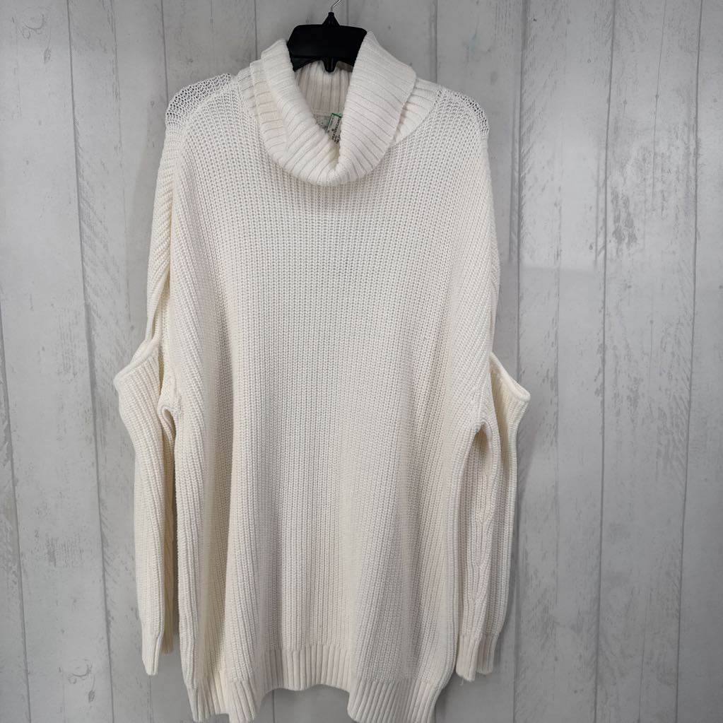R60 2X cowl neck cold shoulder sweater