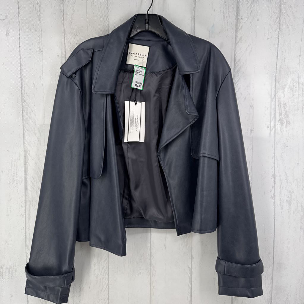 L faux leather crop jacket
