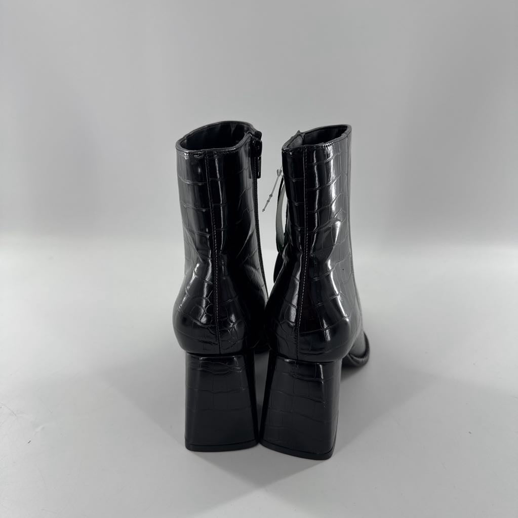 9 embossed pointy toe heel ankle boots