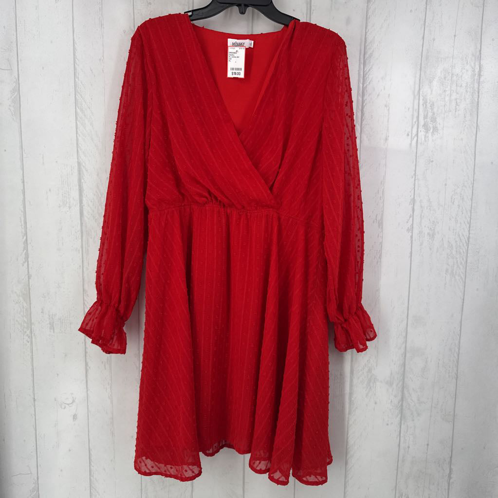 XL swiss dot crossover l/s dress