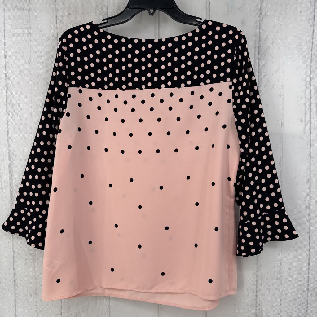 M colorblock polka dot 3/4 slv top