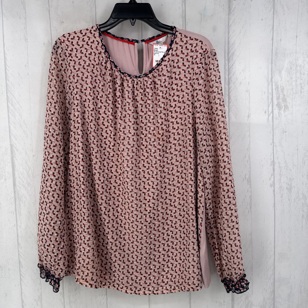 14 textured flo print l/s top