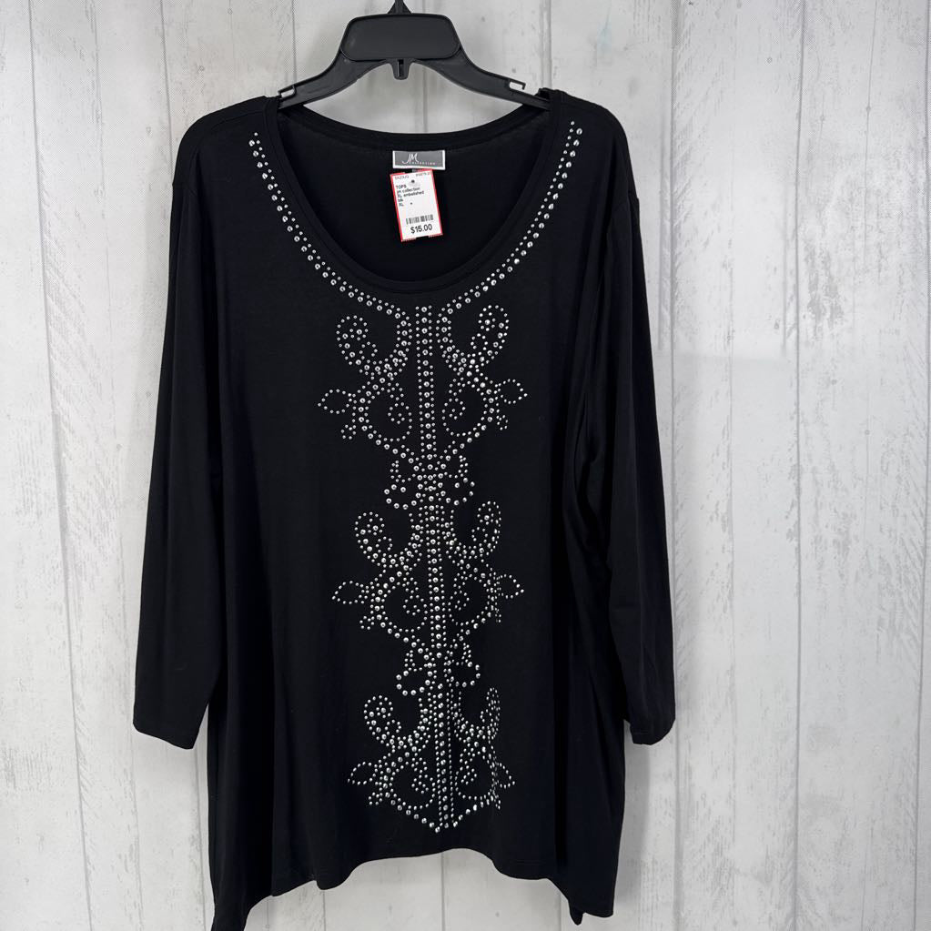 XL embelished scoop neck 3/4 slv top