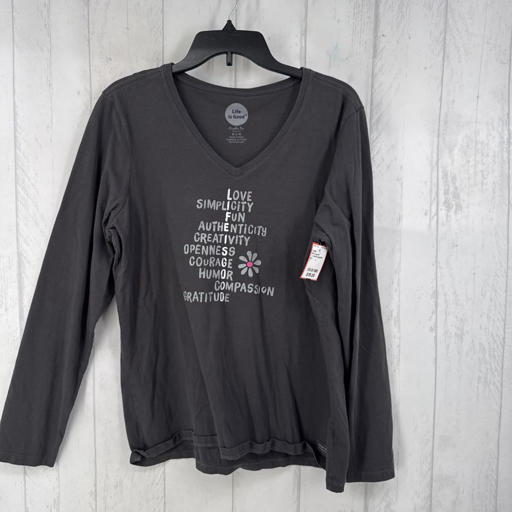 L v-neck graphic l/s tee-