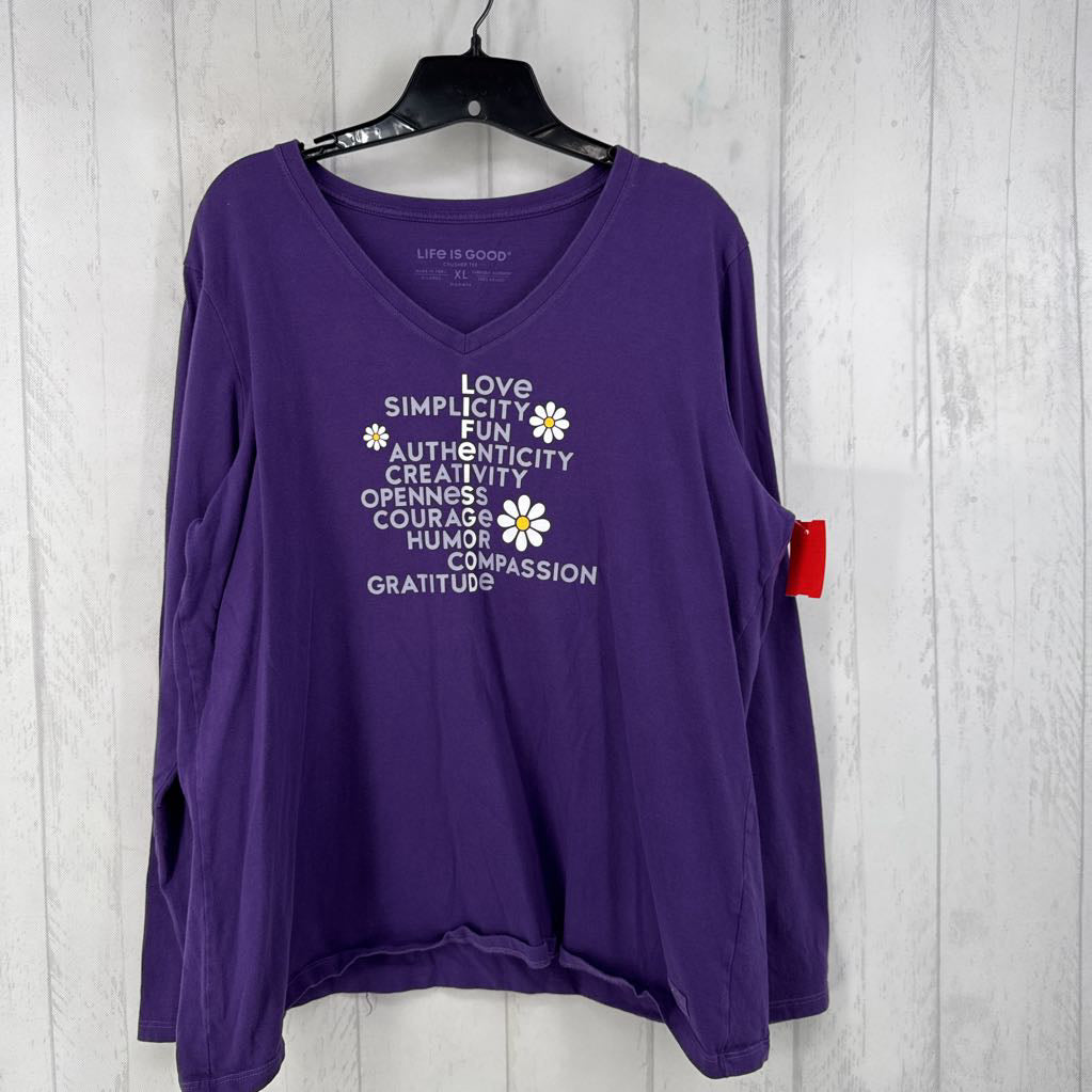 XL v-neck graphic l/s tee-