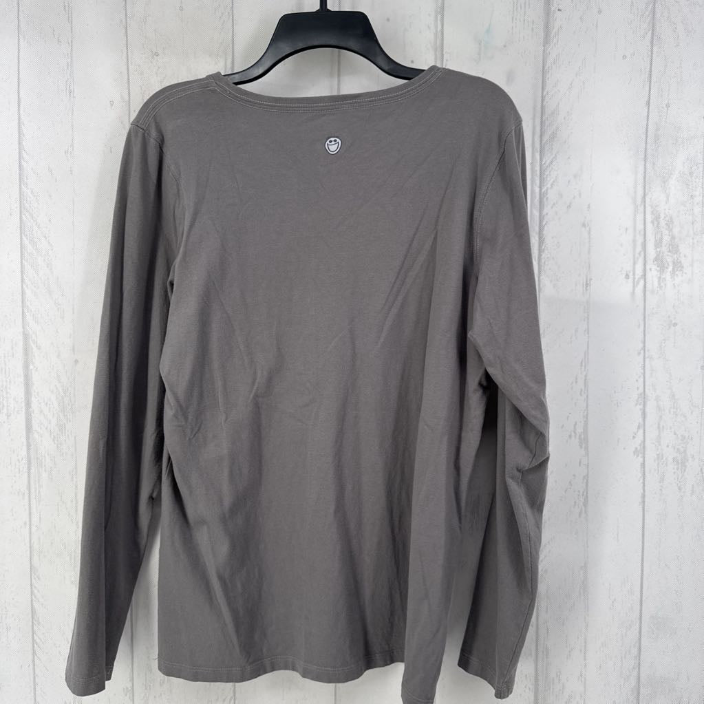 L v-neck graphic l/s tee-leaf